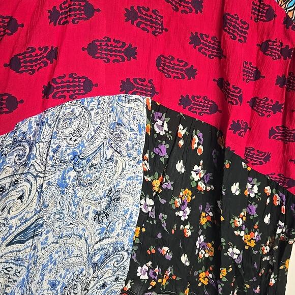 Anandas Boho Patchwork Tunic top Bell Sleeve Tassel Dress Women's Size XXL - Picture 5 of 11